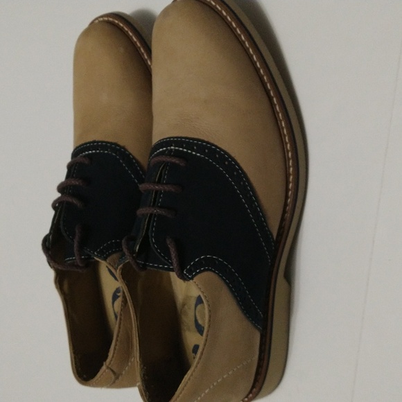 1901 Suede Navy & Tan Lace Up Oxford Shoes Size 8M #S-177 - Picture 5 of 7